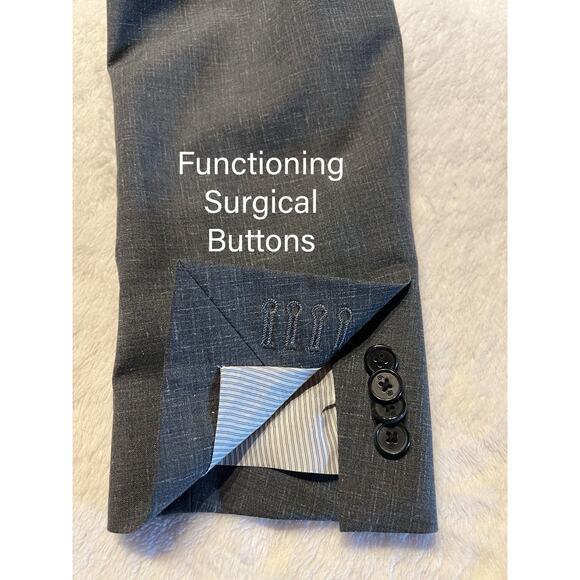 BR Banana Republic 40L 35x31 Slim Steel Blue Italian Marzotto Wool Suit - Picture 6 of 16